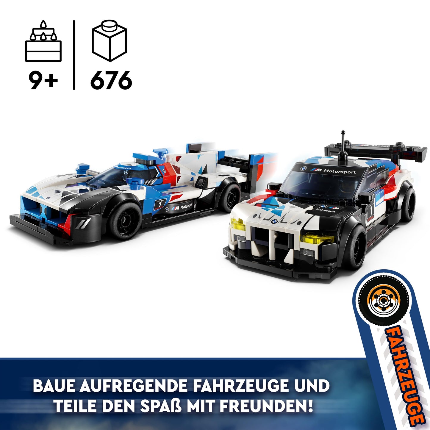 LEGO Speed Champions BMW M4 GT3 & BMW M Hybrid V8 race car toy with 2 buildable model cars and 2 race driver minifigures, gift for boys, girls ages 9+, model car 76922