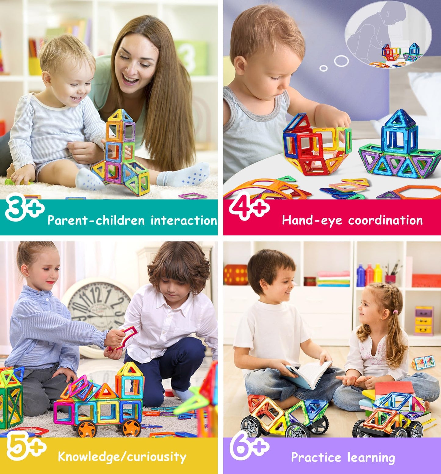morkka Magnetic Building Blocks, Magnetic Toys Magnets Kids Magnetic Building Blocks Magnetic Toys Magnetic Games for Kids Gift from 3 4 5 6 7 8 Years Boy Girl Building Blocks Children's Toys (76 pcs)