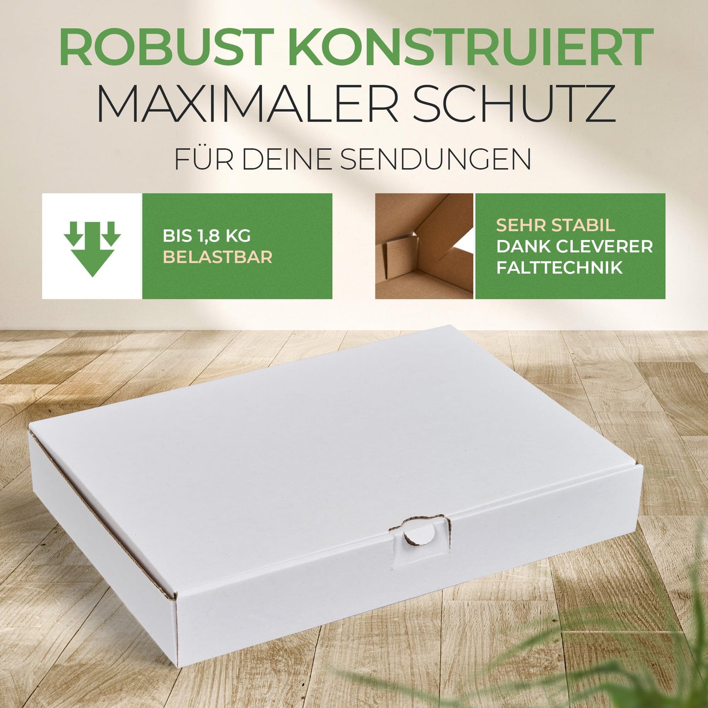 25 white Maxi Letter boxes 350 x 250 x 50 mm (25 pieces) DIN A4+ Maxi Letter shipping box Goods and book shipment with tab closure