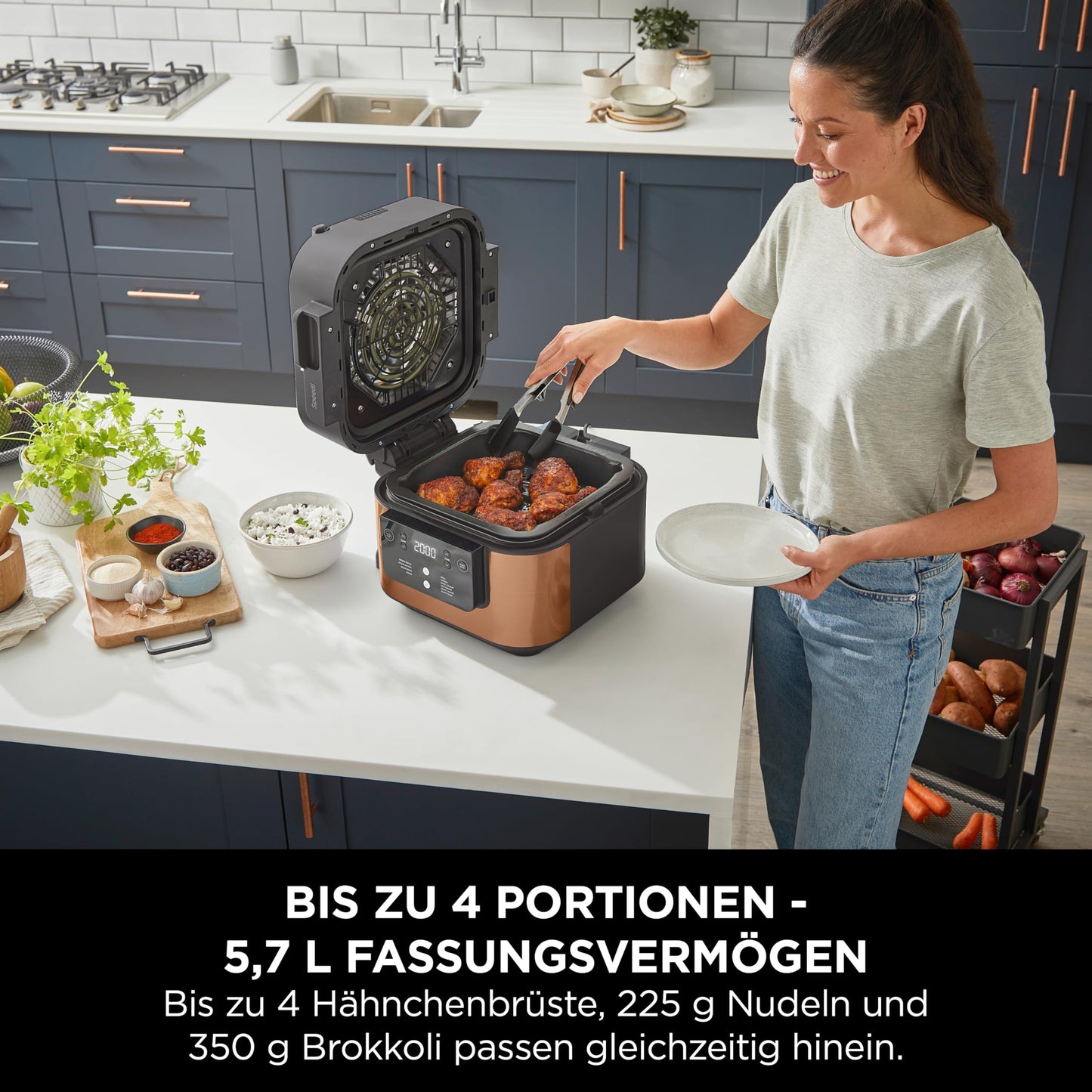 Ninja Speedi Multicooker, 5.7L, 10-in-1 Multicooker, Airfryer, Slow Cooker, Grill, Bake, Black & Copper ON400EUCP