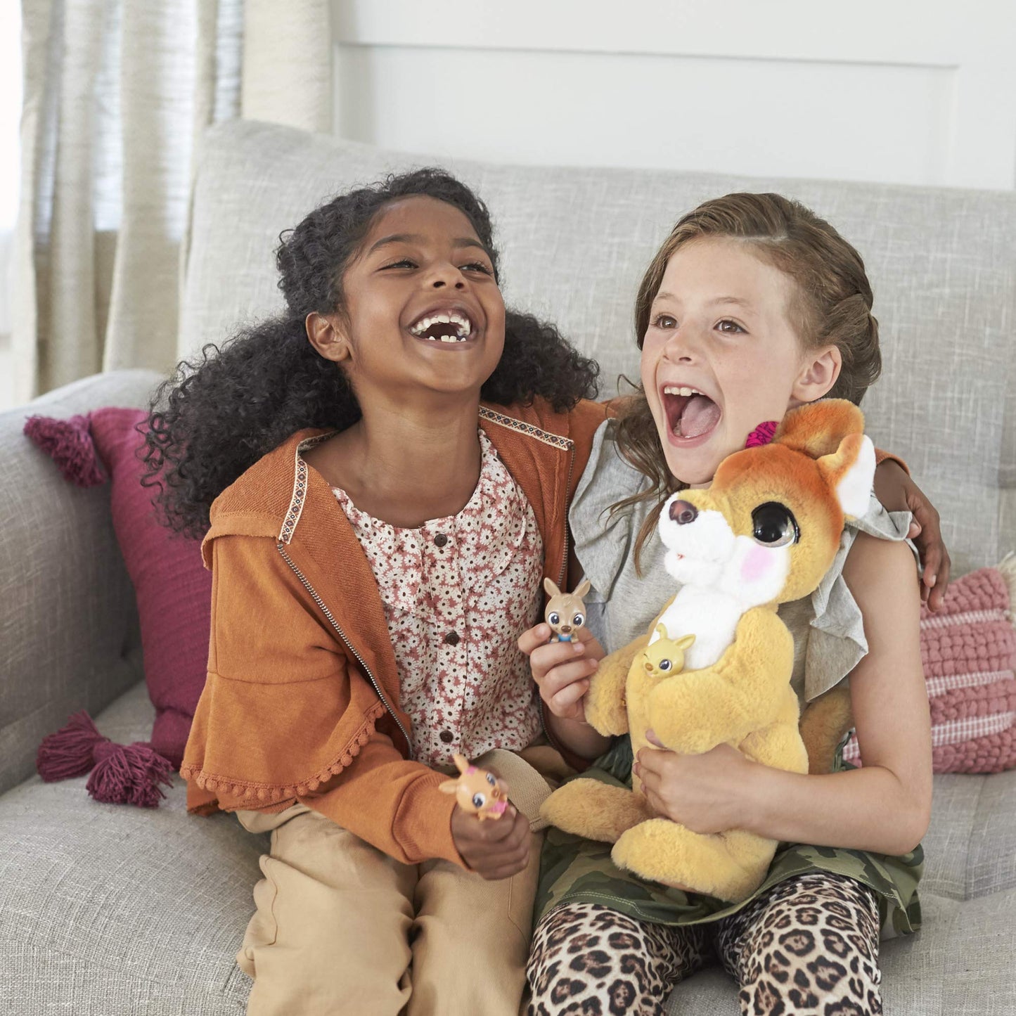 Hasbro Josie, the Kangaroo, interactive plush toy, 70+ sounds and reactions, for ages 4 and up, E6724, Yellow.