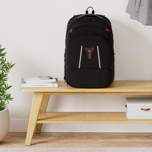 WENGER Carbon Pro Laptop Backpack with tablet compartment, fits up to 17 inch laptops, 33L, unisex, for office, business, and university use, black, 653129