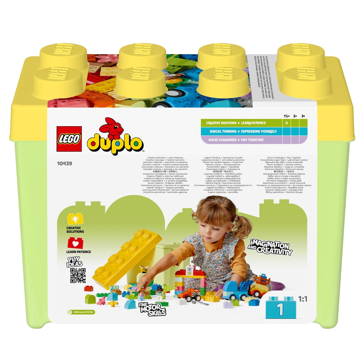 LEGO DUPLO Bricks Box Cars and Trucks - Educational toy for boys & girls from 1 year old - Toy for toddlers with 1-2-3 bricks, 2 figures and 3 vehicles for playing and building - Gift - 10439