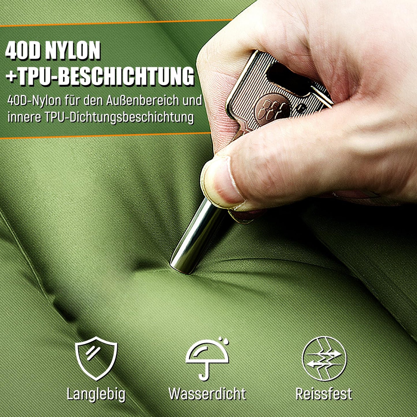 Myxslop Camping self-inflating sleeping mat, 12CM thickened camping air mattress, inflatable mattress with foot pump & pillow, ultralight sleeping pad for hiking, beach, travel, tent.