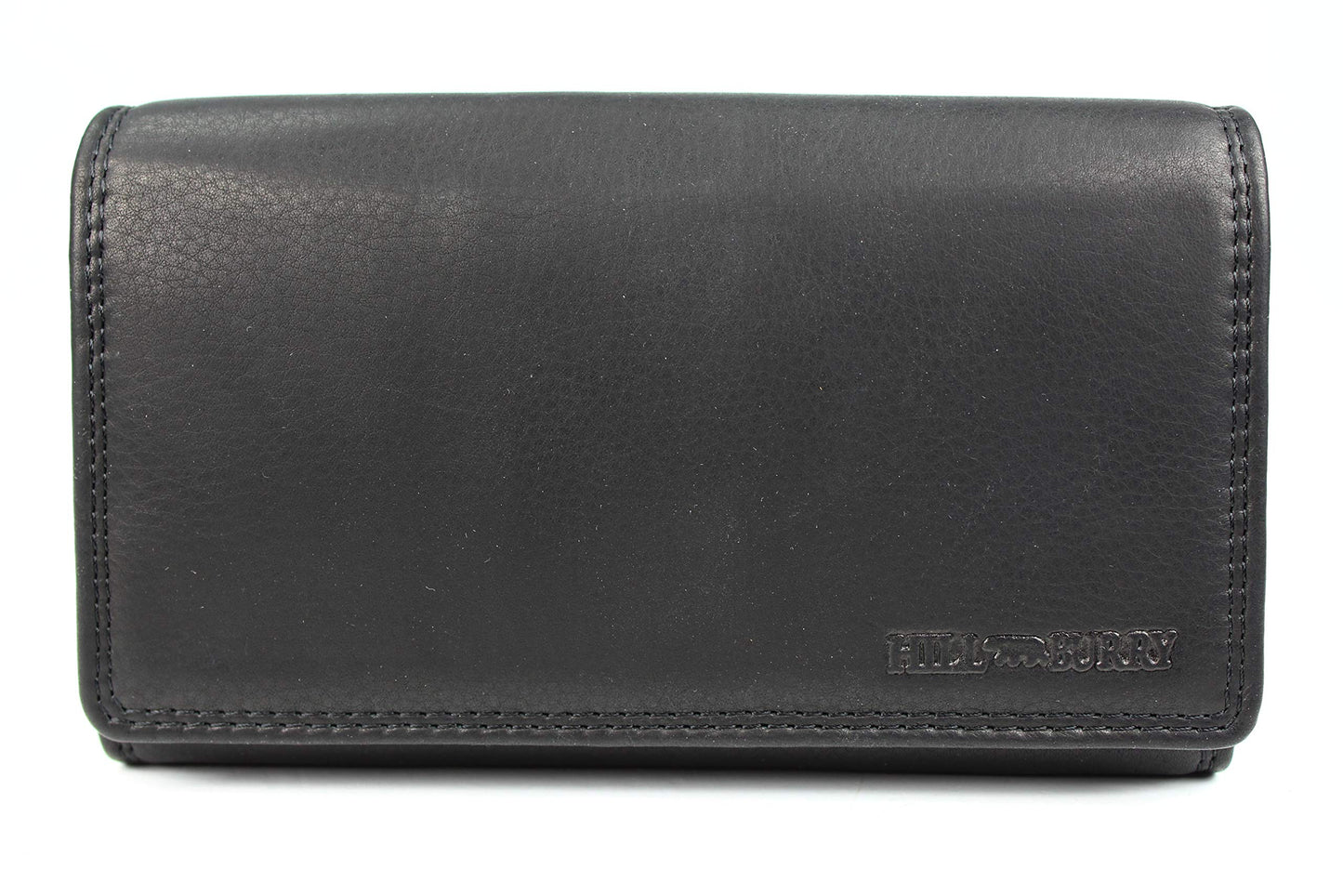 High-quality large vintage leather women's wallet with extra compartments in black - 17.5x10x4cm (W x H x D). Made of soft leather.