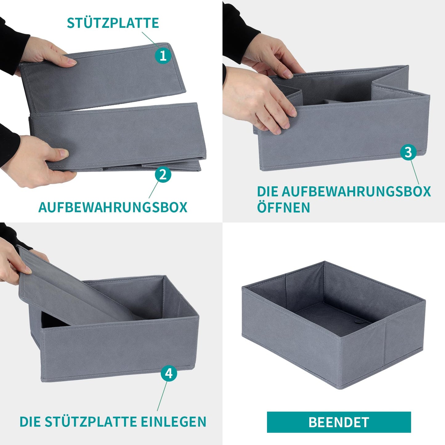 ORLISA 2-piece drawer organizer set compatible with PAX wardrobe 50x35 cm, Foldable, Sturdy, Robust storage boxes for clothing, Grey