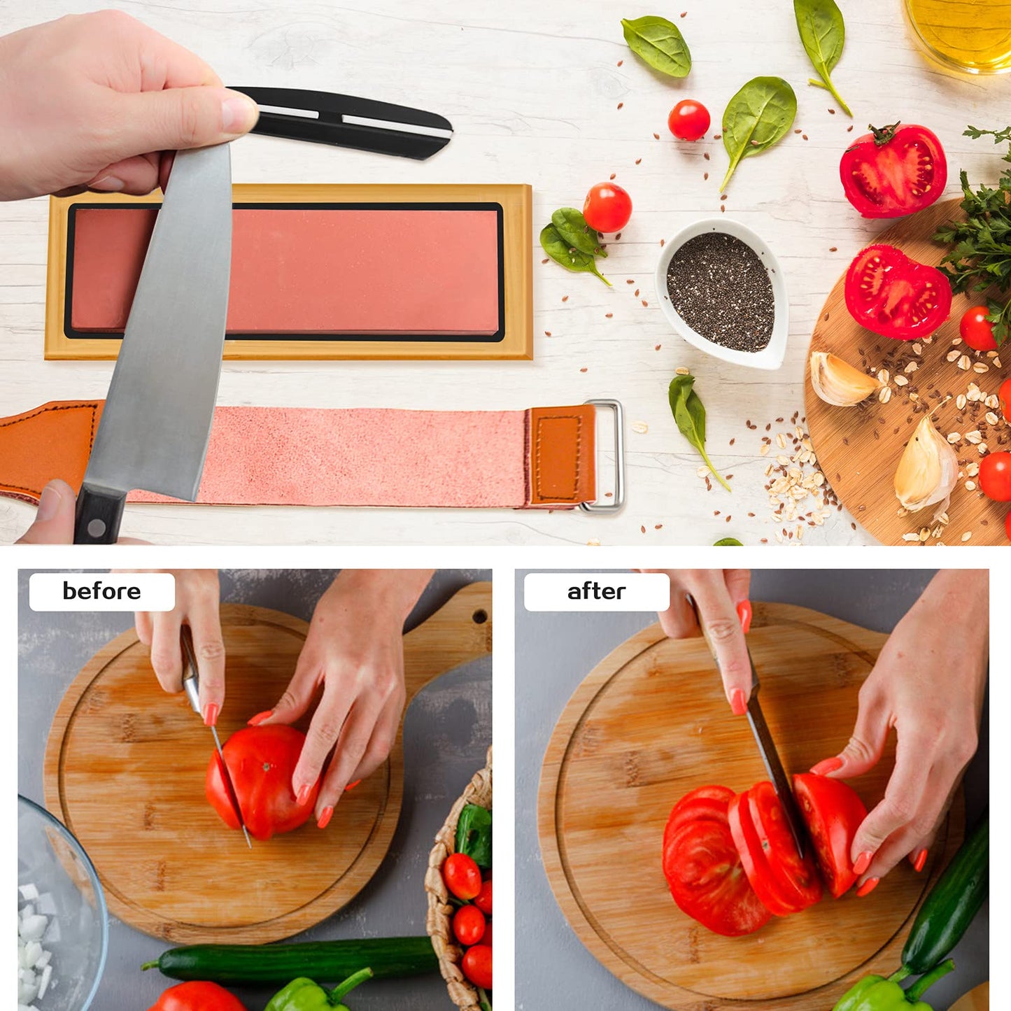 Grindstone Set Whetstone Sharpening Stone for Knives - Dual-Sided Knife Sharpener for Kitchen Grain 400/1000 3000/8000 FULUDM Water Sharpening Stone with Non-Slip Silicone Holder
