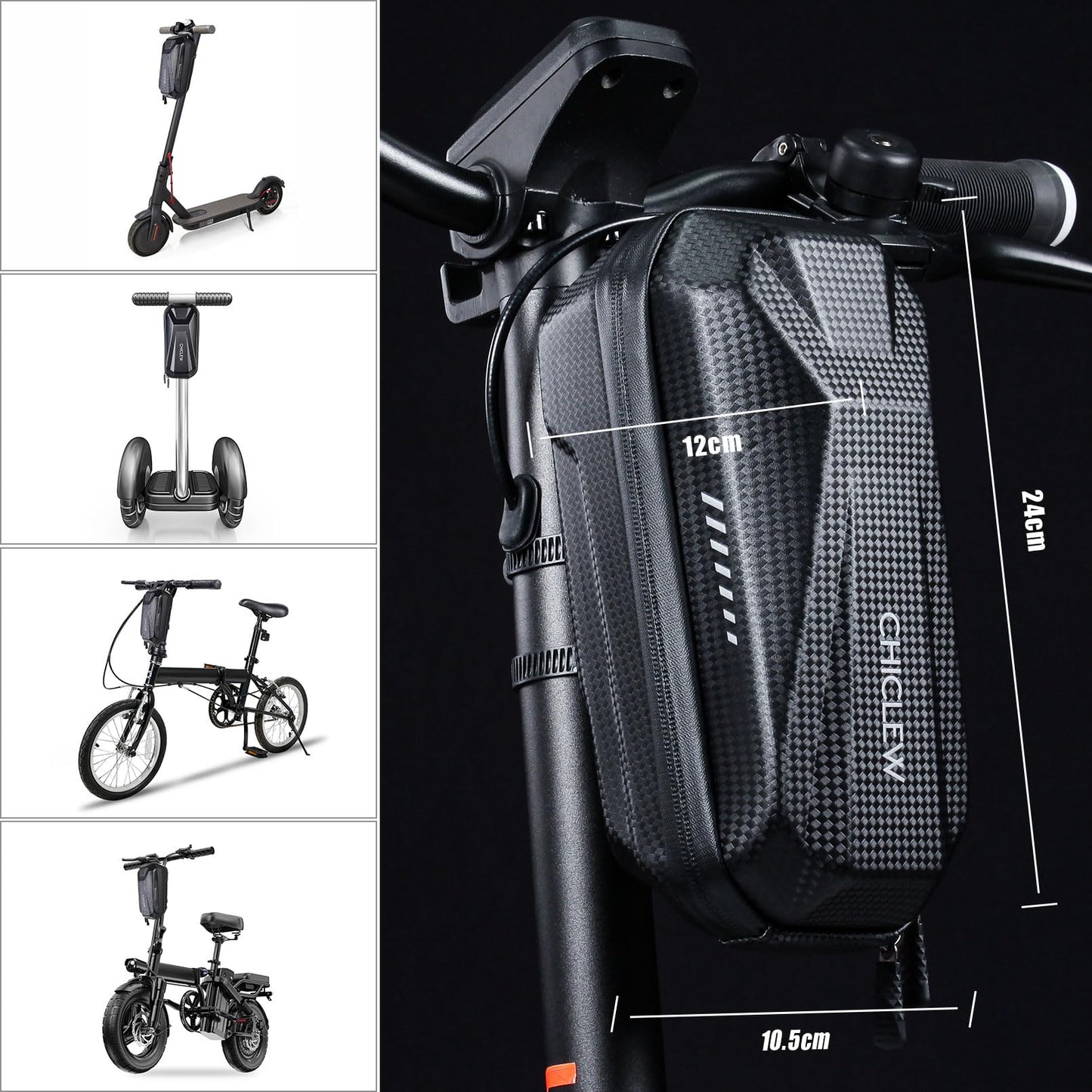 CHICLEW E Scooter Bag for Scooter, E Scooter Bag Quick Release with 2L Large Capacity, Handlebar Bag Escooter for Xiaomi MI Mijia M365 Sedway Ninebot E ES1/ES2/ES3/ES4