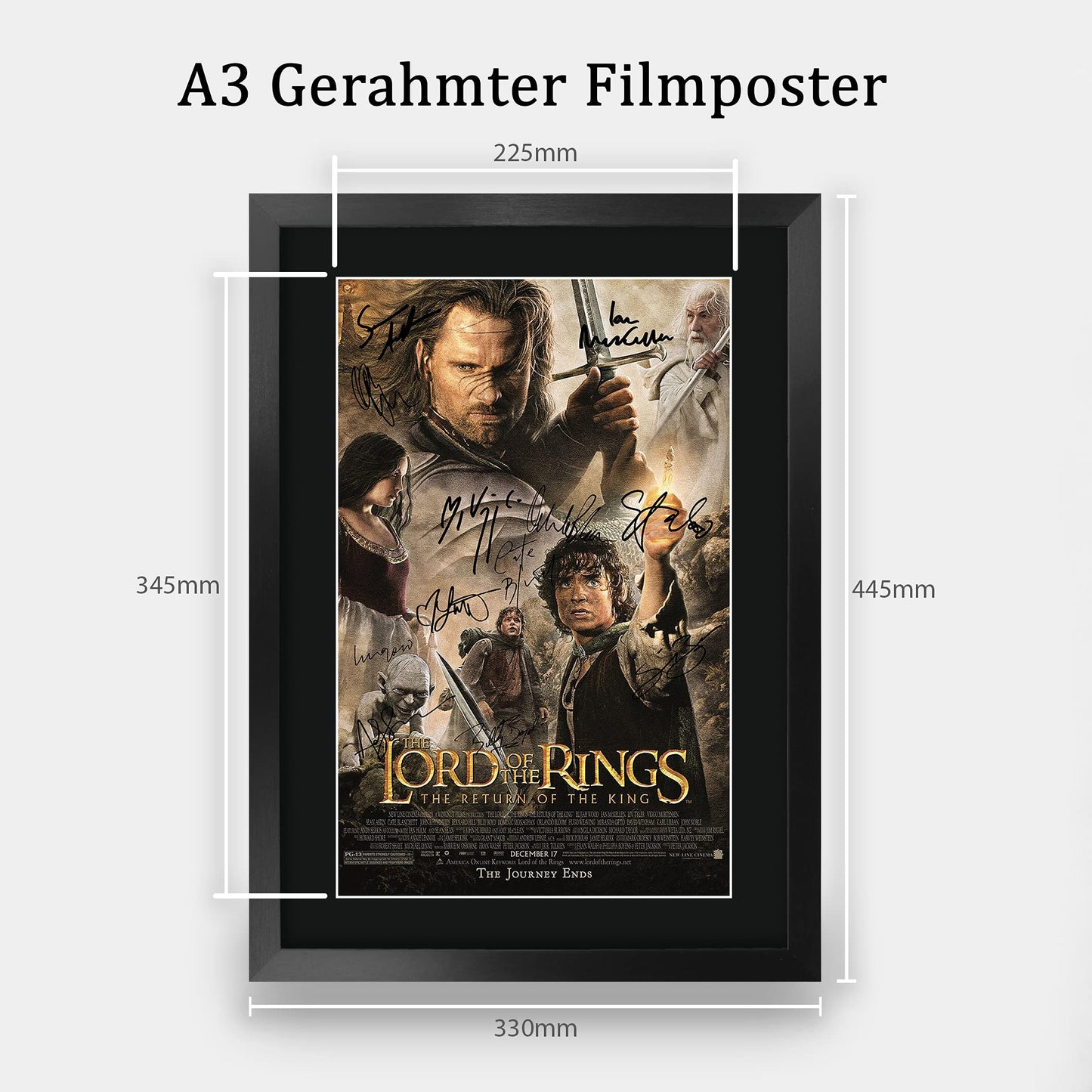 HWC Trading Lord Of The Rings The Return Of The King A3 Framed Signed Printed Autographs Picture Print Photo Display Gift For Movie Fans
