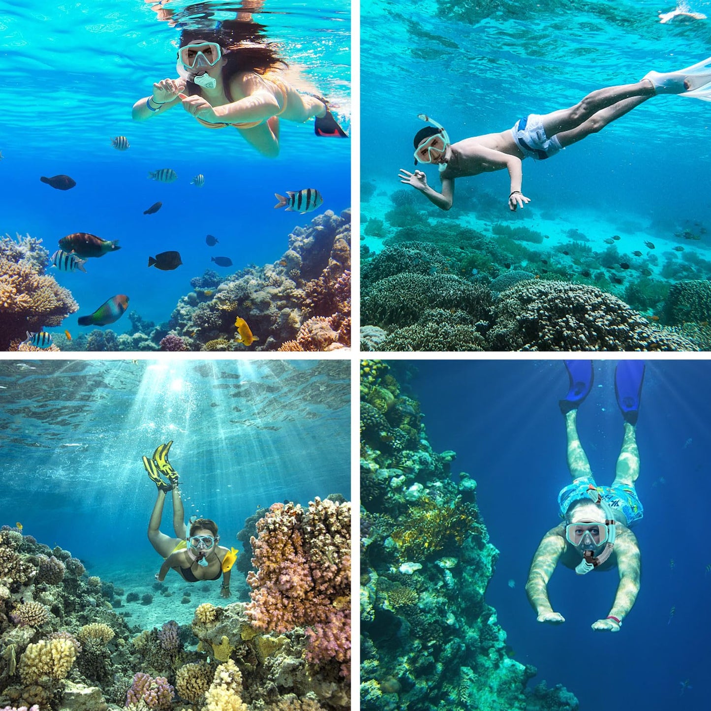 Adult Snorkeling Set, snorkel set with diving mask and dry snorkel, waterproof anti-fog/anti-leak snorkel mask made of tempered glass for snorkeling, swimming, and diving.