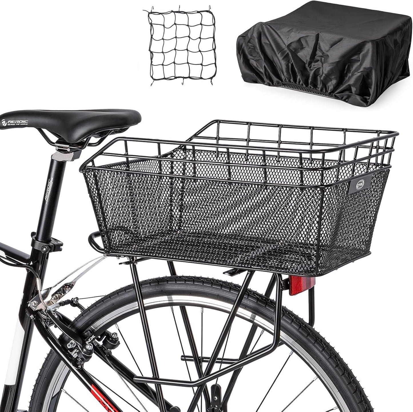 CXWXC Rear Bicycle Basket with Cargo Net and Thick Padding for Bicycle, Thick Padding Bag for Bicycle, Electric Bicycle (CX-HT-193-EU)
