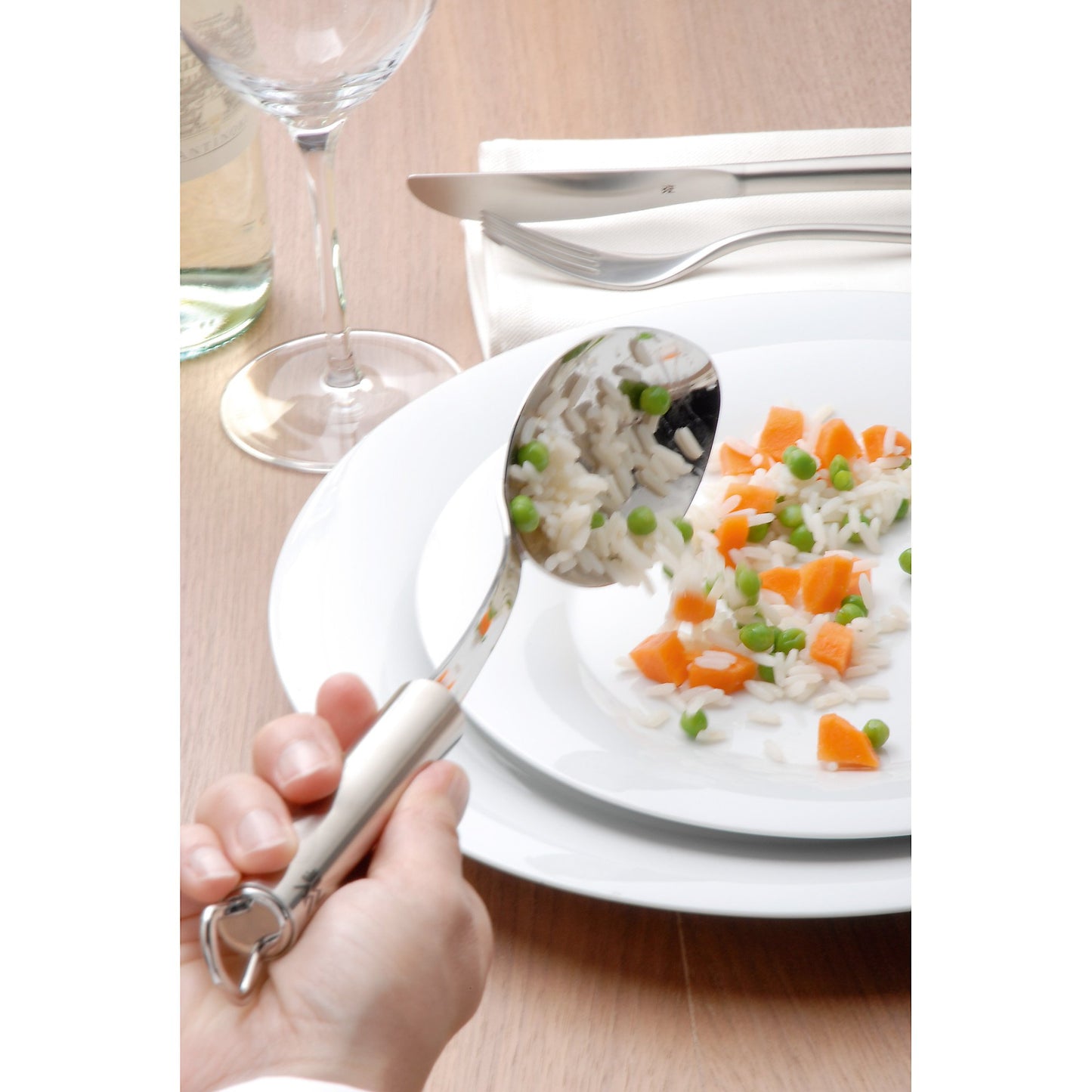 WMF Profi Plus Potato Masher 28.5 cm, Cromargan stainless steel partially matte finish, dishwasher safe & Profi Plus Serving Spoon 32 cm, Cromargan stainless steel partially matte finish, dishwasher safe