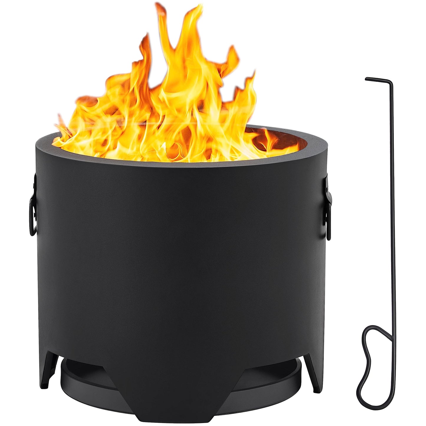 Yaheetech Smokeless Fire Pit Φ 40.5 cm Fire Pit Outdoor Fireplace Including Poker & Heat Resistant Mat & Cover & Lid for Garden Patio Camping
