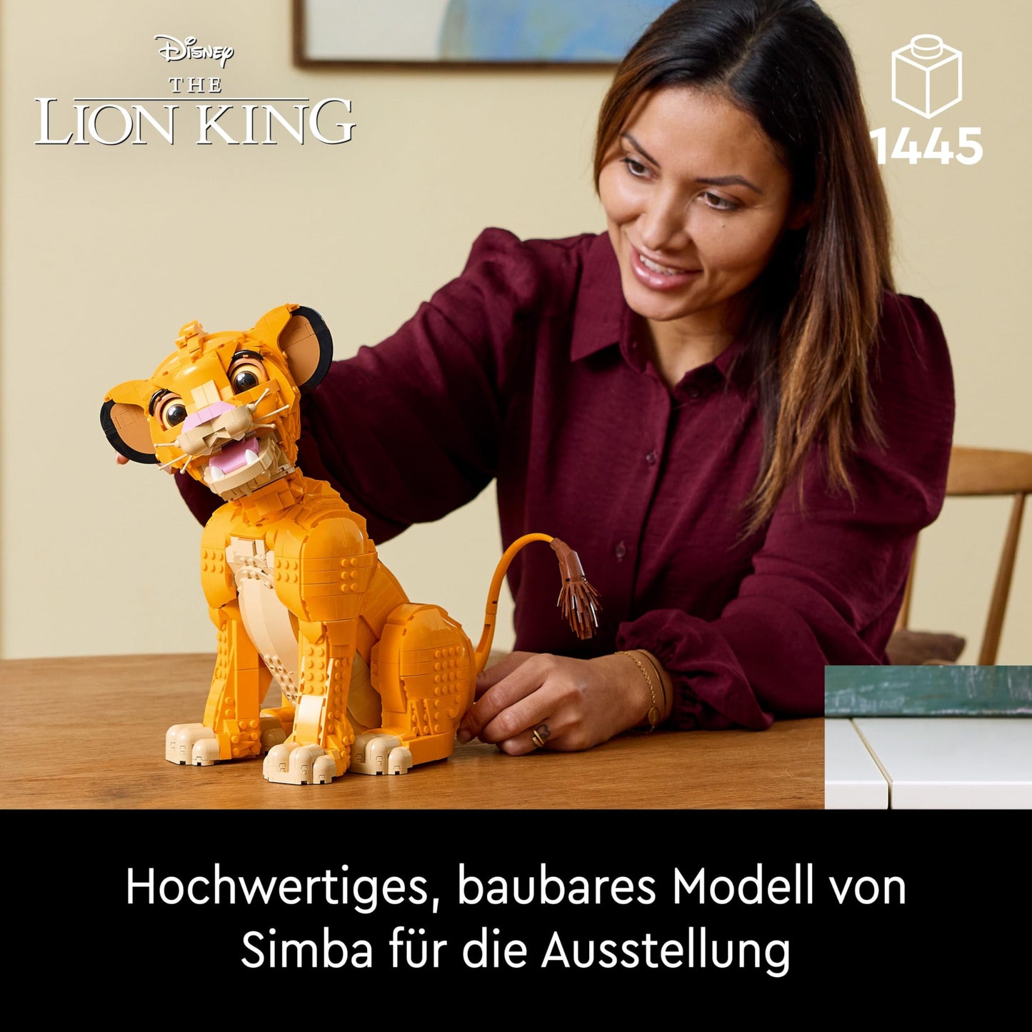 LEGO | Disney Simba, the young Lion King, collectible building toy with creative animal figure, relaxing activity for adults, gift idea for movie fans 43247