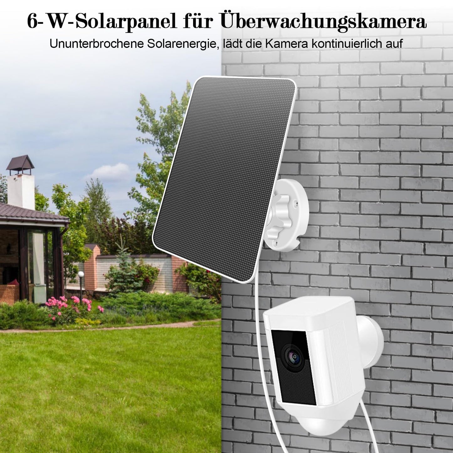 6W solar panels compatible with Spotlight Cam Plus/Pro and Stick Up Cam Battery, 3m charging cable IP65 solar panel with 5V continuous charging.