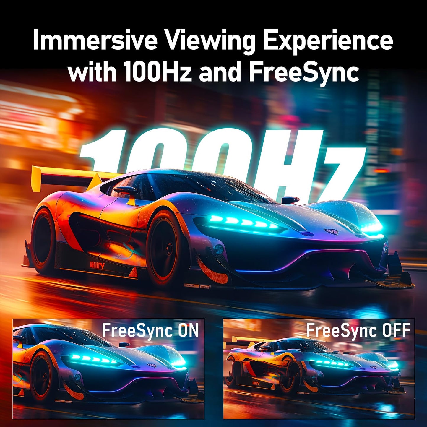 Gawfolk 27-inch curved monitor with 100Hz refresh rate, built-in speakers, 1080P resolution, 1800R curvature, 75Hz computer screen with Eye Care technology. Features HDMI and DP ports, VESA compatible.