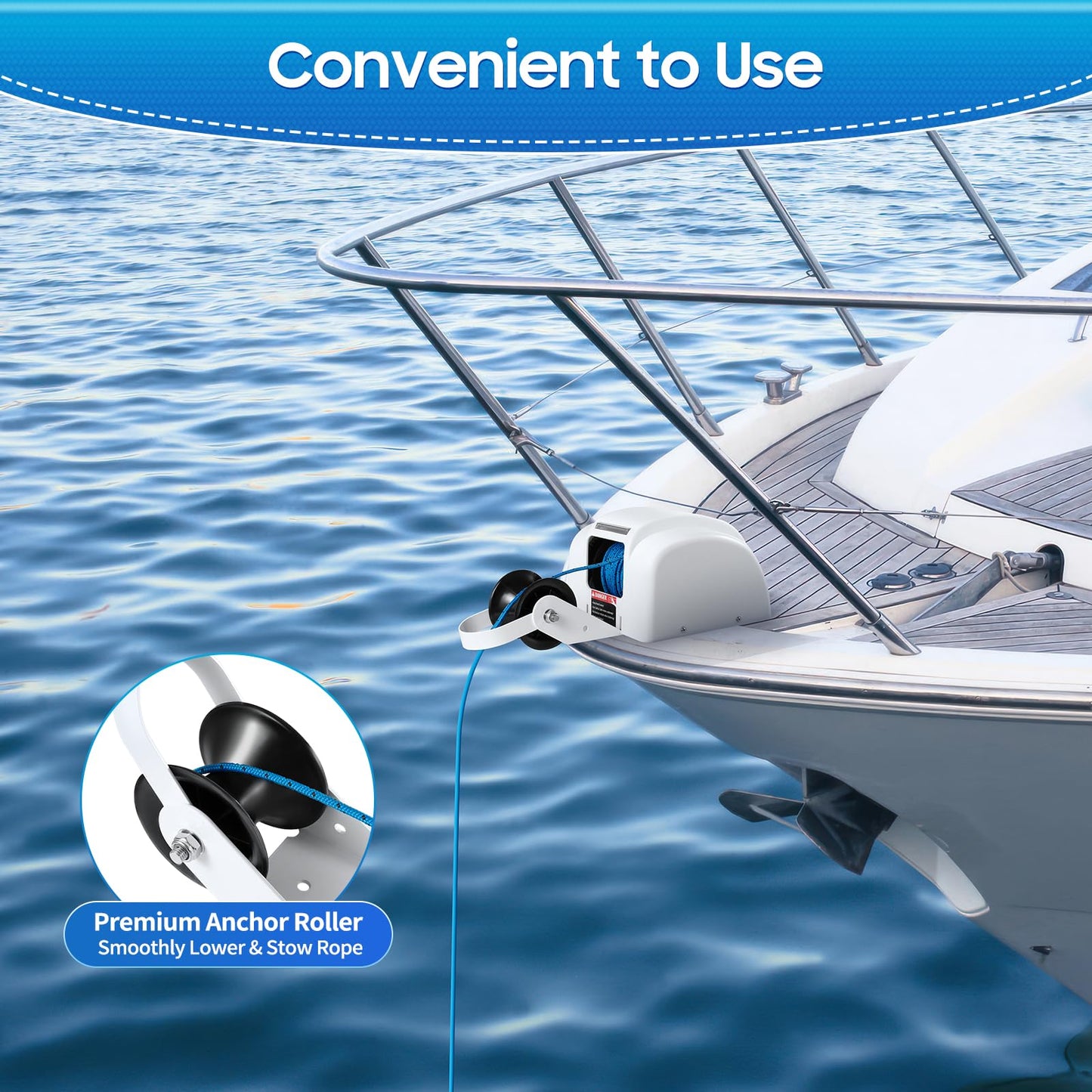 LENJKYYO 45LBS 12V Electric Anchor Winch with Wireless Remote Control Marine Anchor Winch Saltwater Boat Electric Anchor Windlass Anchor Winch for Anchors up to 45LBS