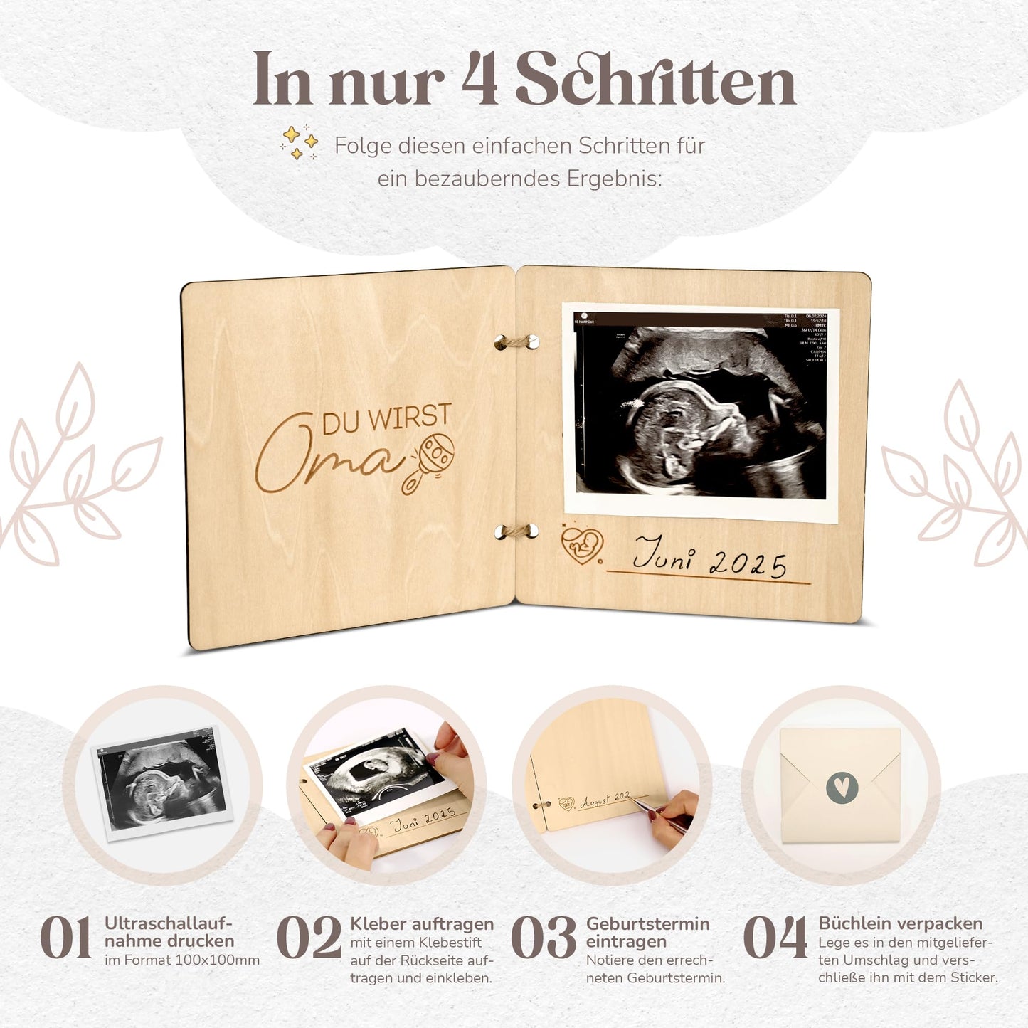 Announcing pregnancy with wooden book (You're going to be a grandma)