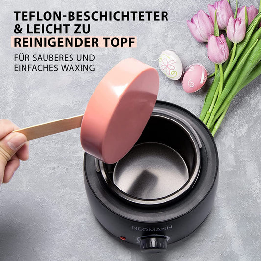 NEOMANN Waxer II - Premium hair removal waxing set with gift box & card - Perfect spa gift for your loved ones (Black, Waxer II Deluxe)