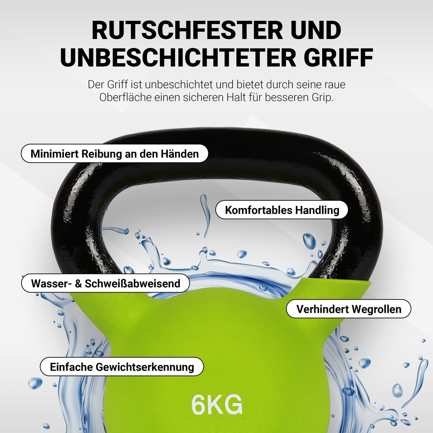 Kettlebell Neoprene 2 - 30 kg incl. exercise poster (6 kg - green) Ball kettlebell