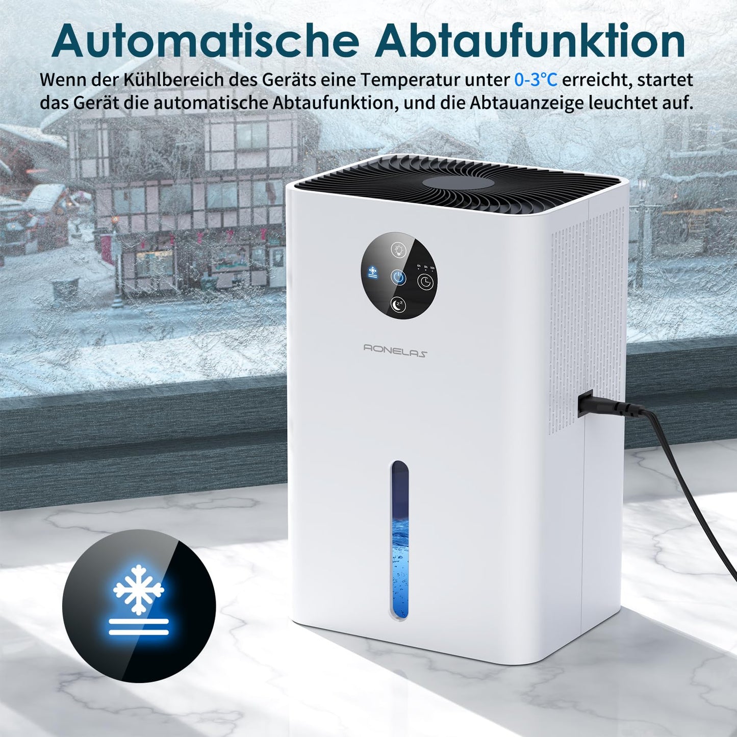 Electric Dehumidifier 1800ML, Portable Room Dehumidifier Extra quiet under 30 dB, Automatic shutdown and defrost, Dehumidifier for apartment bathroom