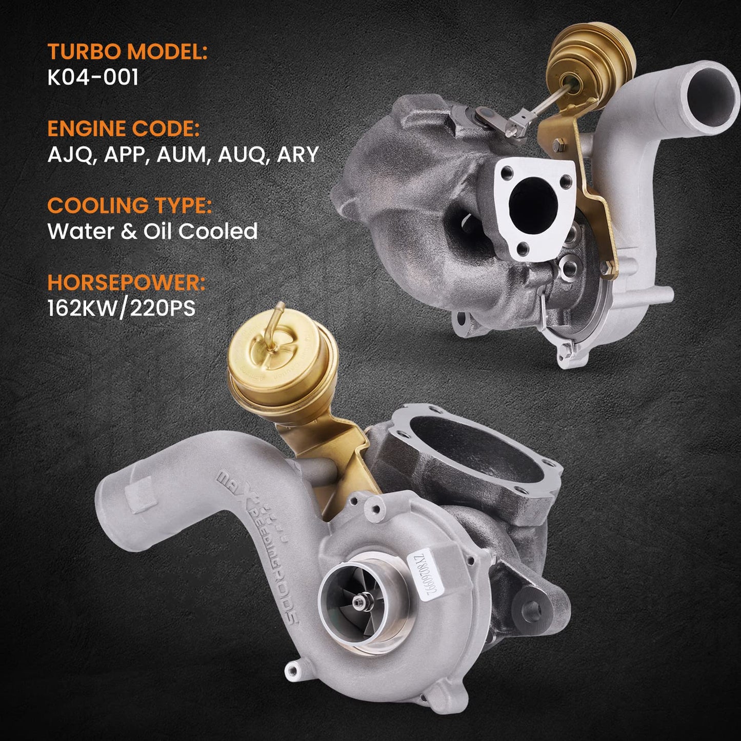 maXpeedingrods Turbo Turbocharger Exhaust Turbo for A3 A4 TT Bora Sport Golf GTI 1.8L K04 K04-001