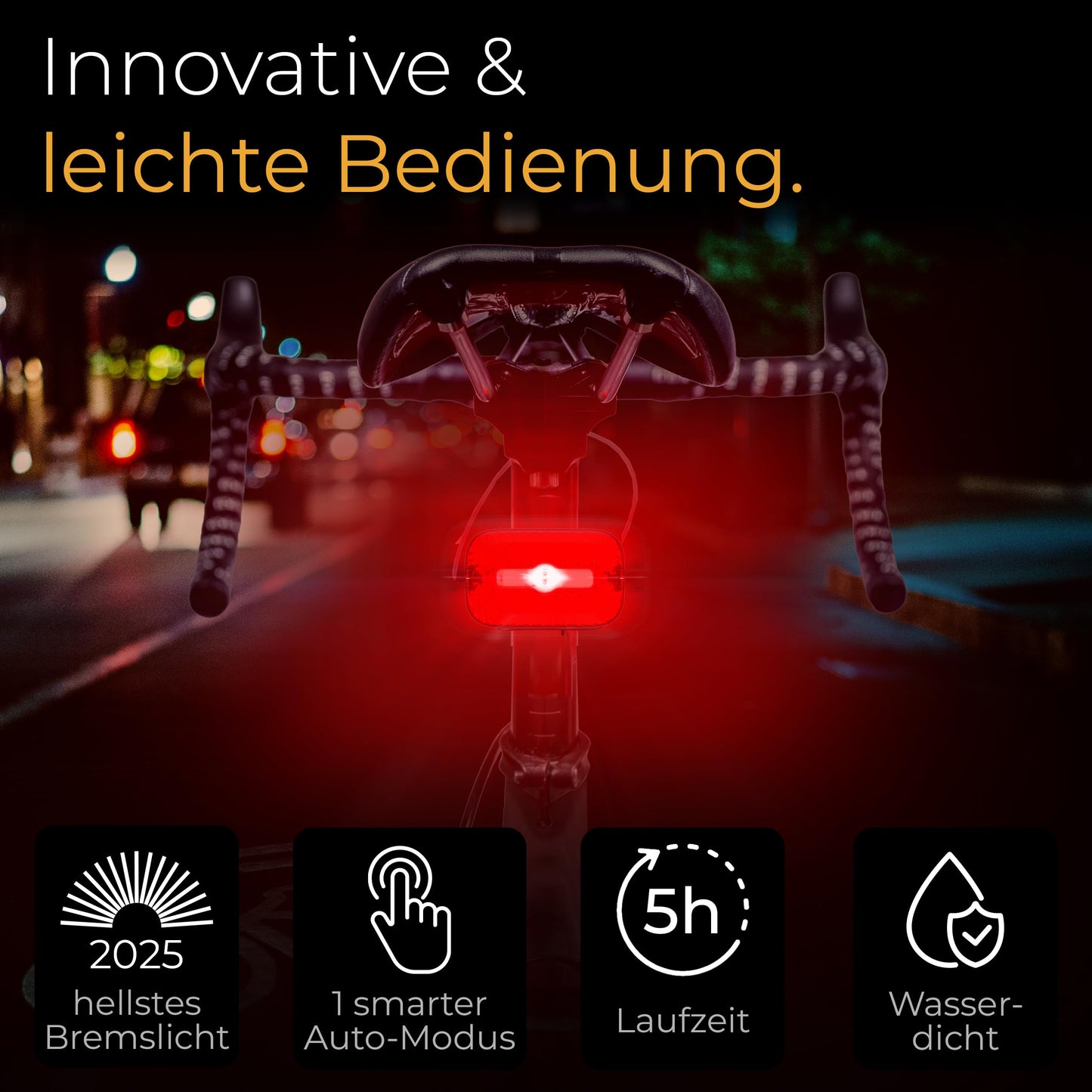 LIGHT MASTER® bike tail light with reflector and brake light function - bike tail light with StVZO approval - rear bike light - bike tail light LED - bike tail light.