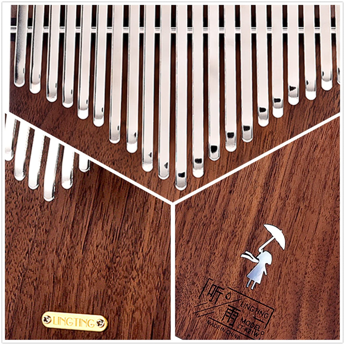 LingTing Kalimba LT-K21W 21 keys Thumb Piano Mbira, Gift for Kids and Adults, Beginners (Whisper of Rain)