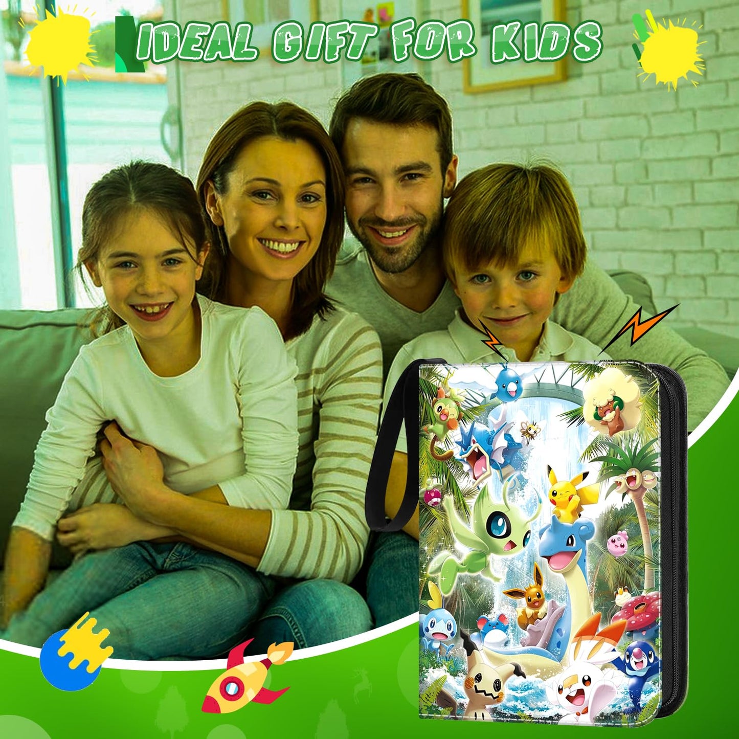 Trading card album, 50 pages 400 card capacity, trading card binder, card collection folder, perfect gift for kids.
