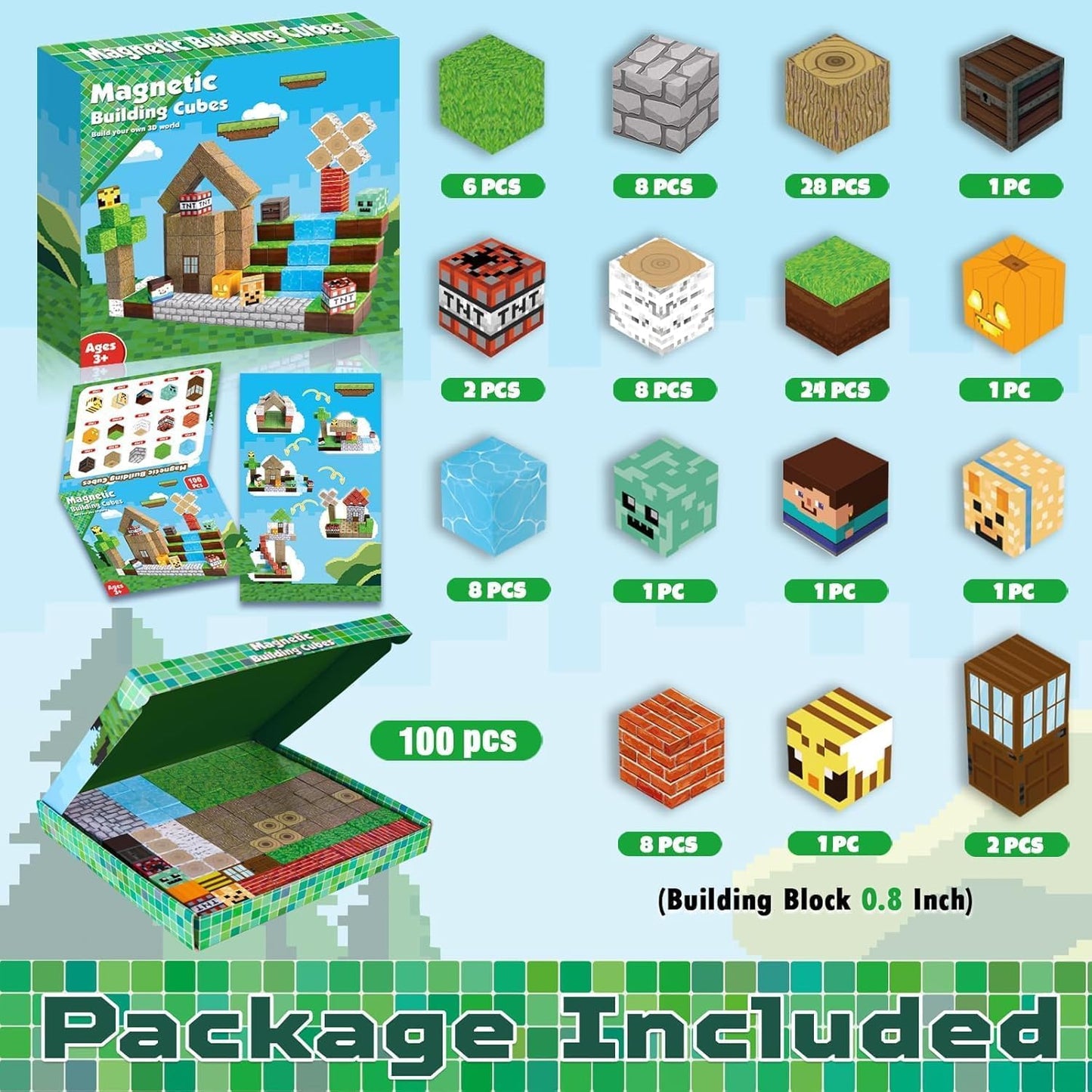 ToyUnited Magnetic Building Blocks, stackable magnetic forest set, STEM Montessori, sensory toy for kids, boys, girls, ages 3-10.
