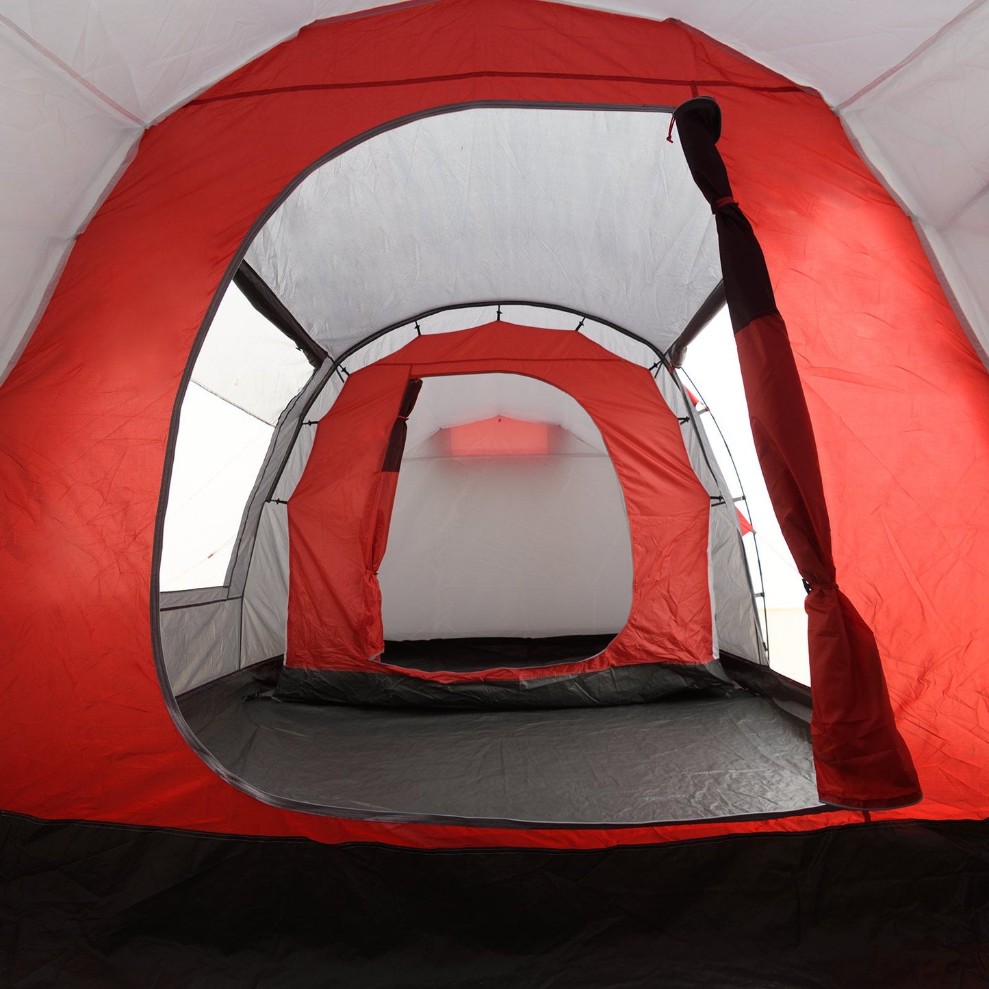 Justcamp Lake 4 Camping tent, 4-person family tent, large, stable, waterproof for festivals, portable, high dome tent with two sleeping cabins and vestibule with standing height, tent for families, tunnel tent.