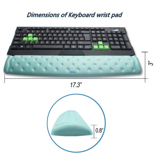 BRILA Wrist Rest – Ergonomic Memory Foam Wrist Support for PC Gaming Computer Laptop Work - Massaging Holes Design Wrist Rest (Aquamarine Bundle)