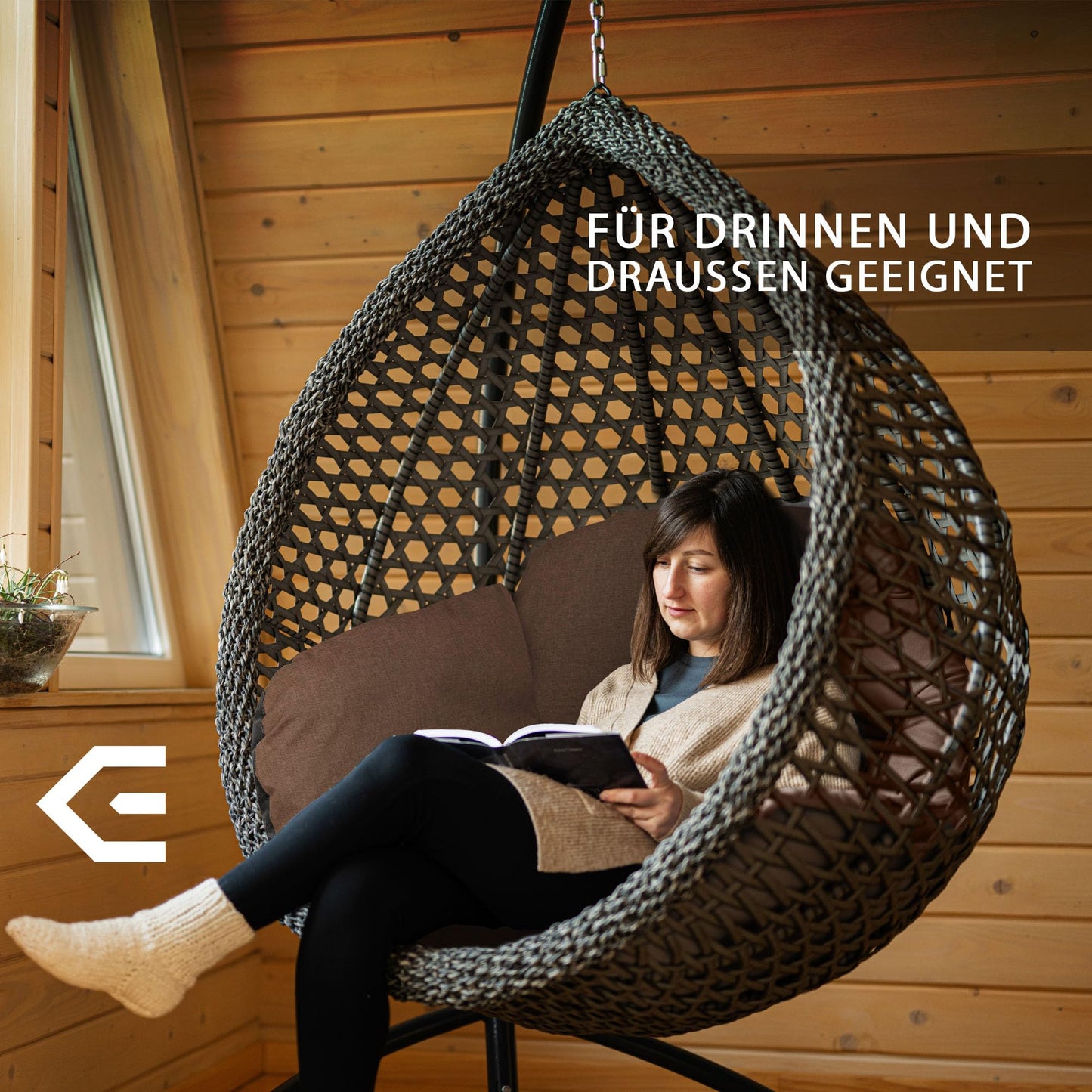 EDANTI garden cushion pad pillow for hanging chair stork nest hanging basket swing waterproof decorative chair 112x113 cm + headrest