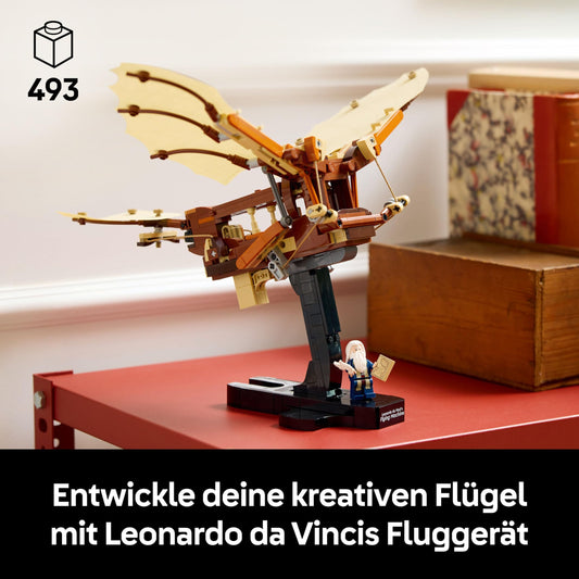 LEGO Icons Leonardo da Vinci's Flying Machine with Flapping Wings - Includes minifigure & stand - Adult building set - Home decor - Gift idea - 10363