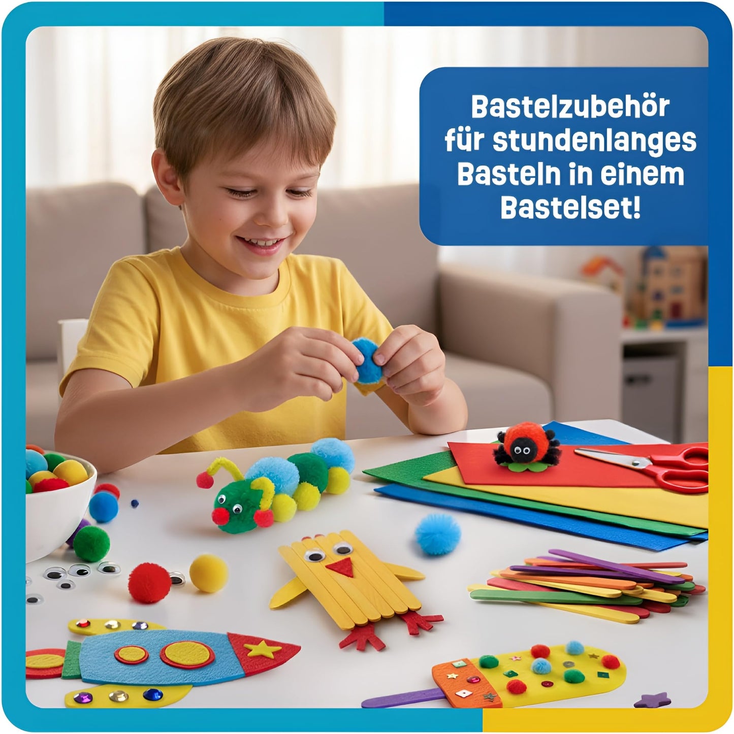Smowoยฎ Mega Craft Set Starter Set - Craft Box Mix - with creative crafting ideas - Colorful crafting supplies box for crafting for girls and boys.