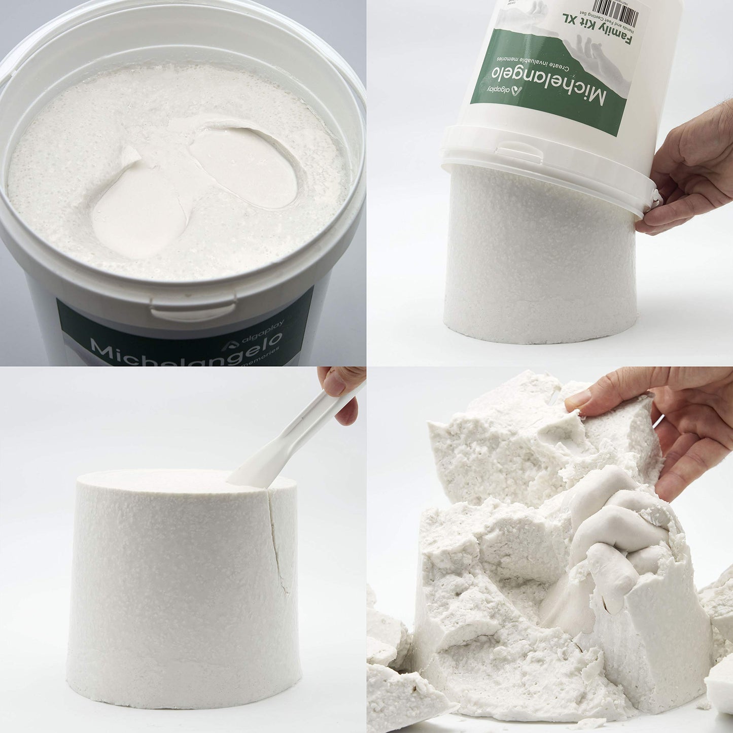 Algaplay Michelangelo KIT 3D handprint set for couples - plaster handprints - partner and couple gifts for women and men as wedding anniversary, anniversary gift for her and him (Family KIT)