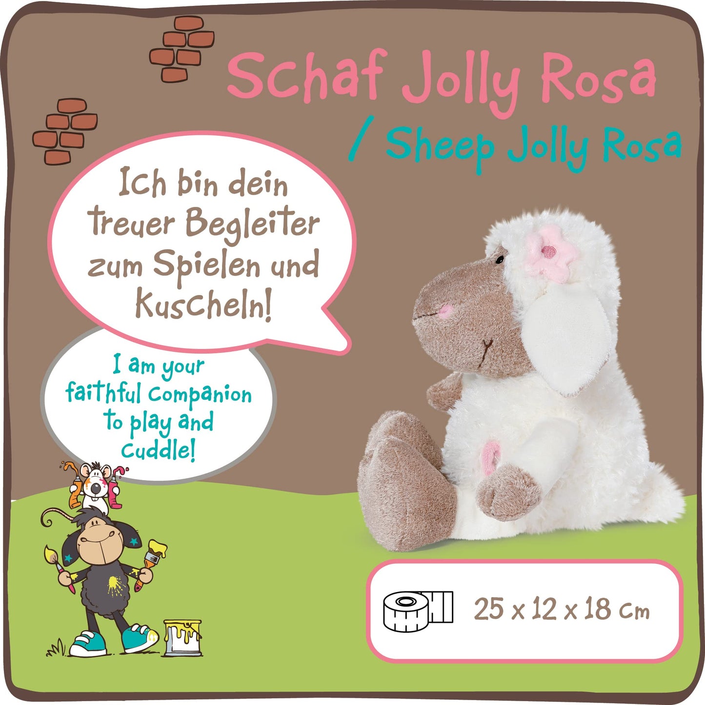 NICI plush toy sheep Jolly pink standing 25 cm I cuddly toy for girls, boys & babies I fluffy stuffed animal for cuddling & playing - 48533