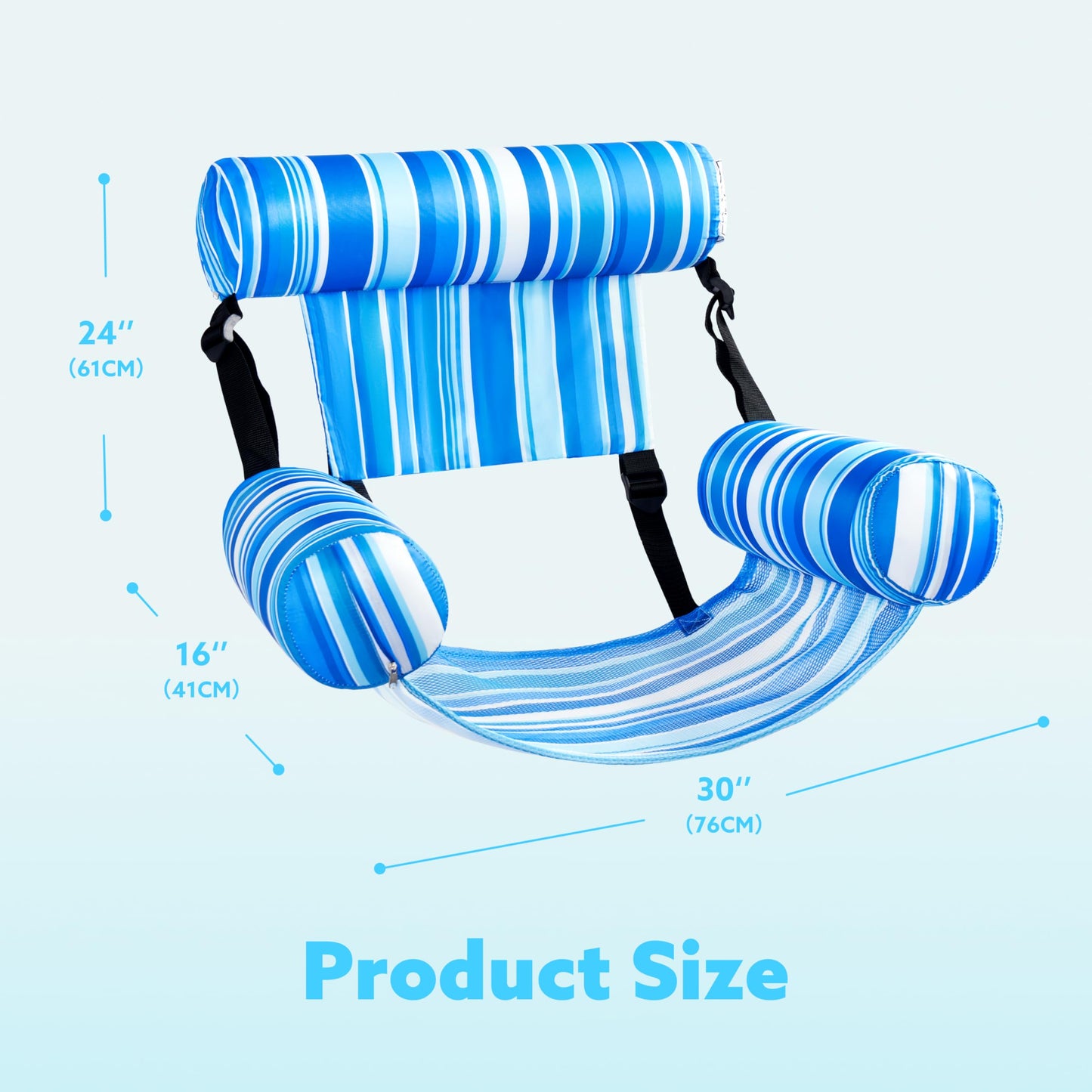 SLOOSH Inflatable Adult Pool Float, 2-Pack Floating Pool Rafts, Adult Inflatable Pool Noodles, Swim Chair for Parties, Summer, Water, Beach, Glow-in-the-Dark Stripes, Green, Blue