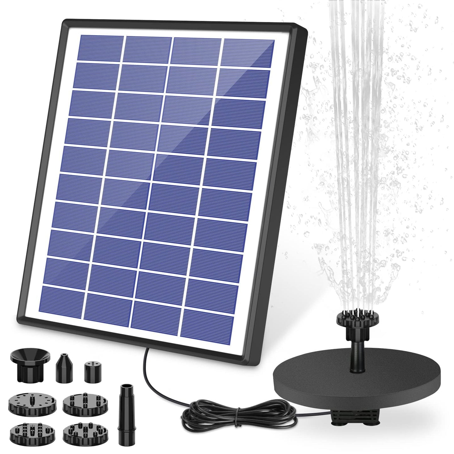 AISITIN 6.5W Solar Fountain with Built-in 1500mAh Battery Upgraded Pond Pump, Floating Fountain Pump with 6 Fountain Styles for Garden, Bird Bath, Pond, Fish Tank
