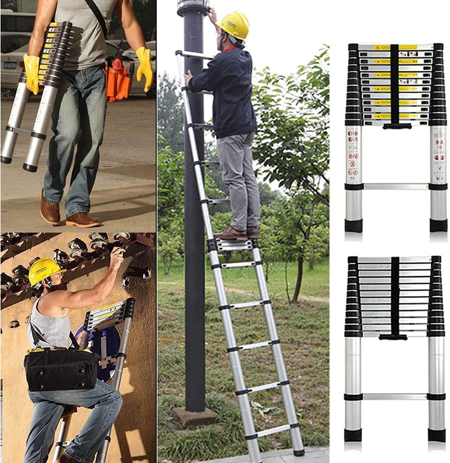 Multipurpose ladder 5m telescopic ladder aluminum folding ladder non-slip extendable sturdy step ladder 150 kg/330 lbs capacity