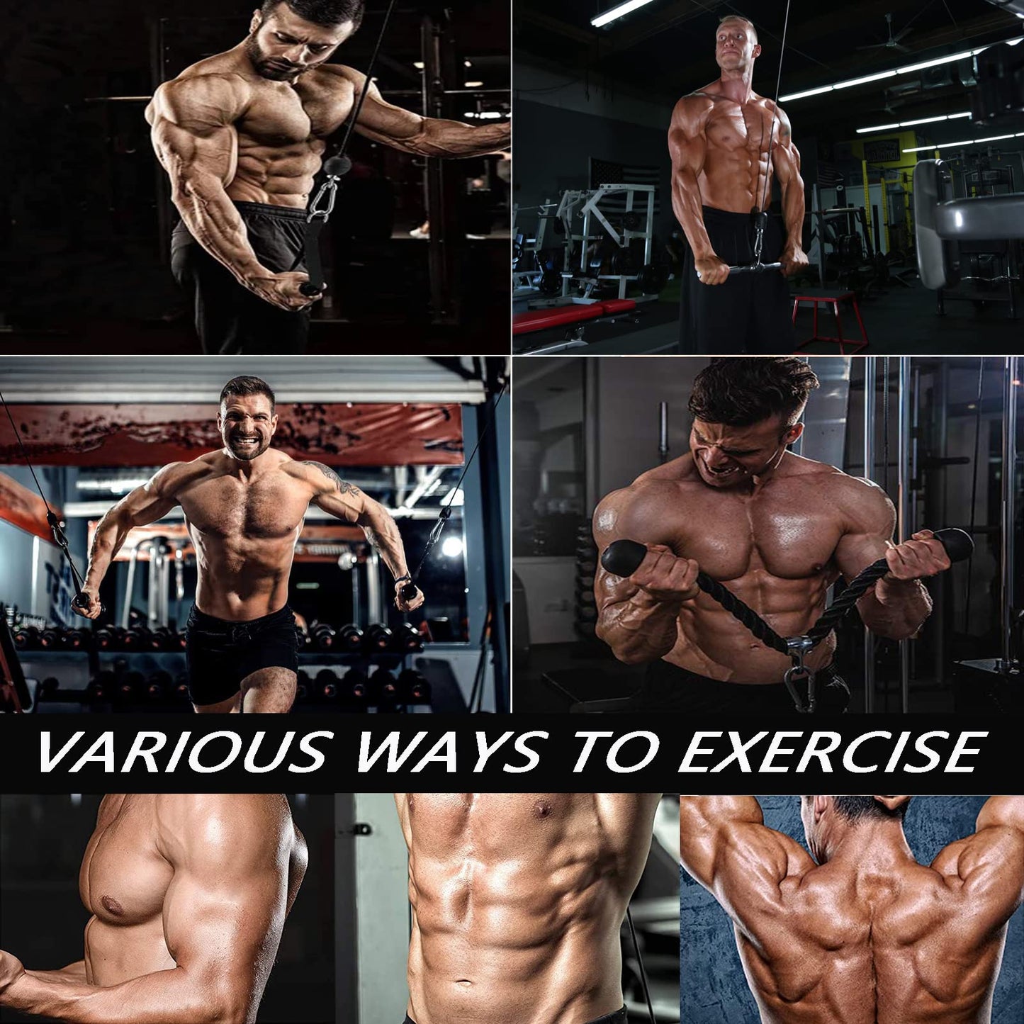 Favuit Cable Pulley Fitness Cable Lat Pull-down Forearm Trainer Set, Gym Arm Strength Training Triceps Rope Weight Fitness Equipment DIY Lat Pull Tower Cable Pulley System for Home Gym Biceps Curl Triceps Arm Training.