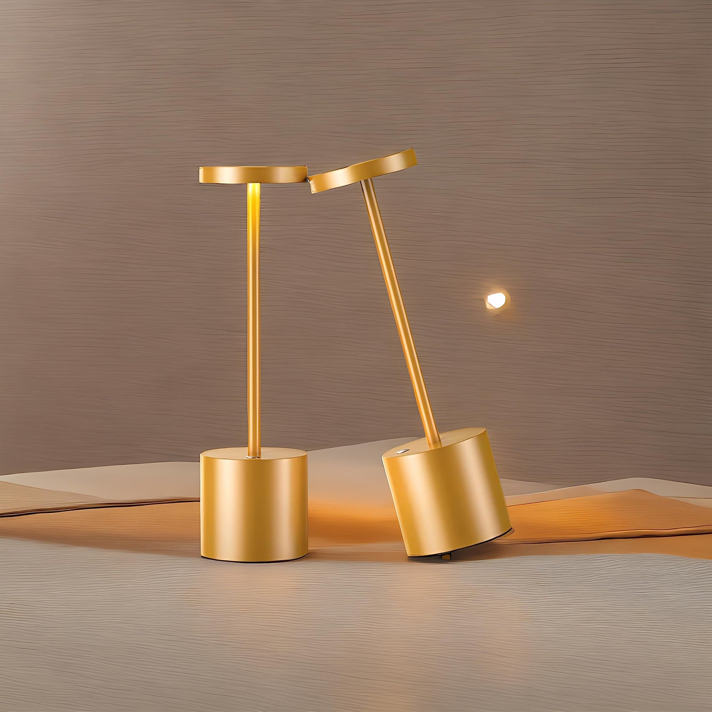 SLSMD Cordless Table Lamp, 5000mAh Metal Aluminum Dimmable LED Battery Table Light, Portable USB Rechargeable Bedside Lamp, Suitable for Indoor Outdoor Dining Room Bar Patio (2 Gold)
