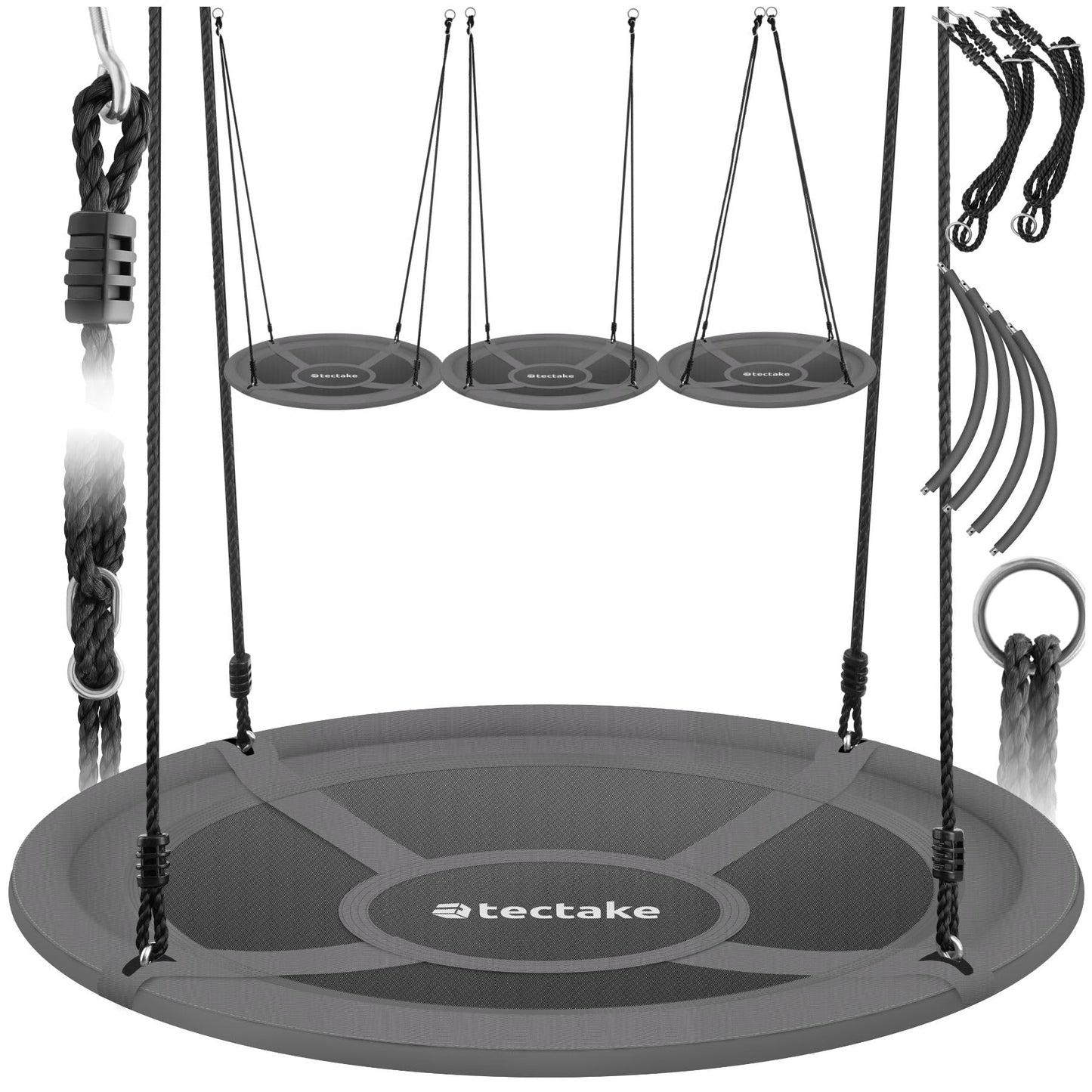 tectake® Nest Swing, capacity up to 120 kg, swing for children and adults, outdoor garden swing or indoor hanging chair, toy for garden or children's room (SIZE Ø 100 cm)