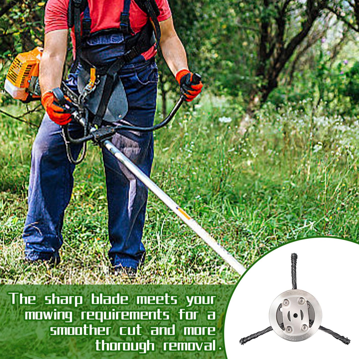 Ellxen 2 Pieces Steel Wire Grass Trimmer Head, Cutter Weed Trimmer Wire Blade for Garden Grass Trimmer Head Lawn Mower Electric Tool (3 Heads)