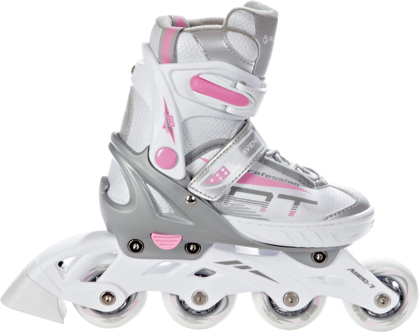 RAVEN Profession 3in1 Inline Skates Triskates Roller Skates Inline Skates for Kids and Adults adjustable (White/Pink, 28-32 (18.5cm-21cm))
