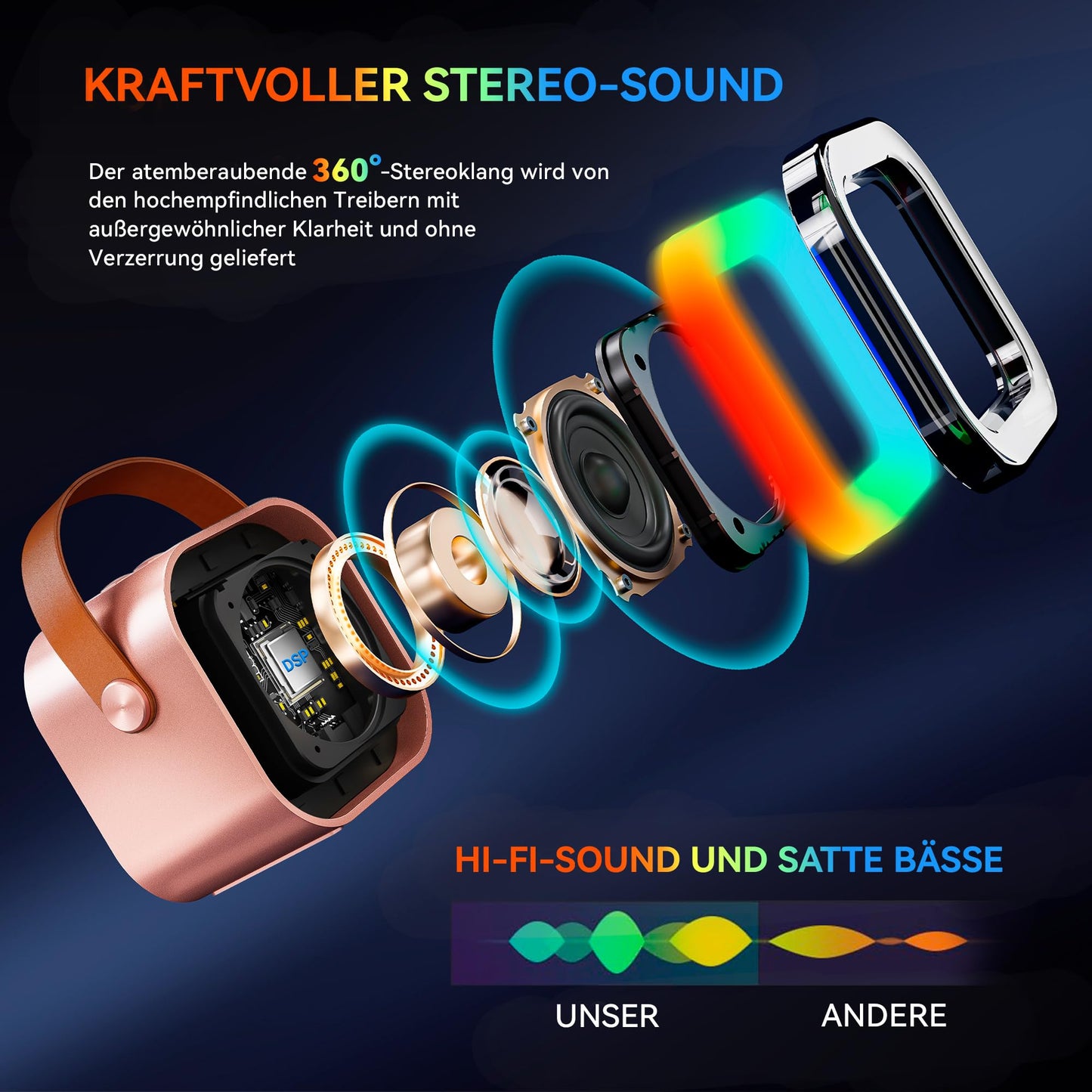 Karaoke machine with 2 karaoke microphones music instrument accessory: Wowstar karaoke system with 2 microphones - Mini karaoke machine - Speaker karaoke box set - Gifts for girls