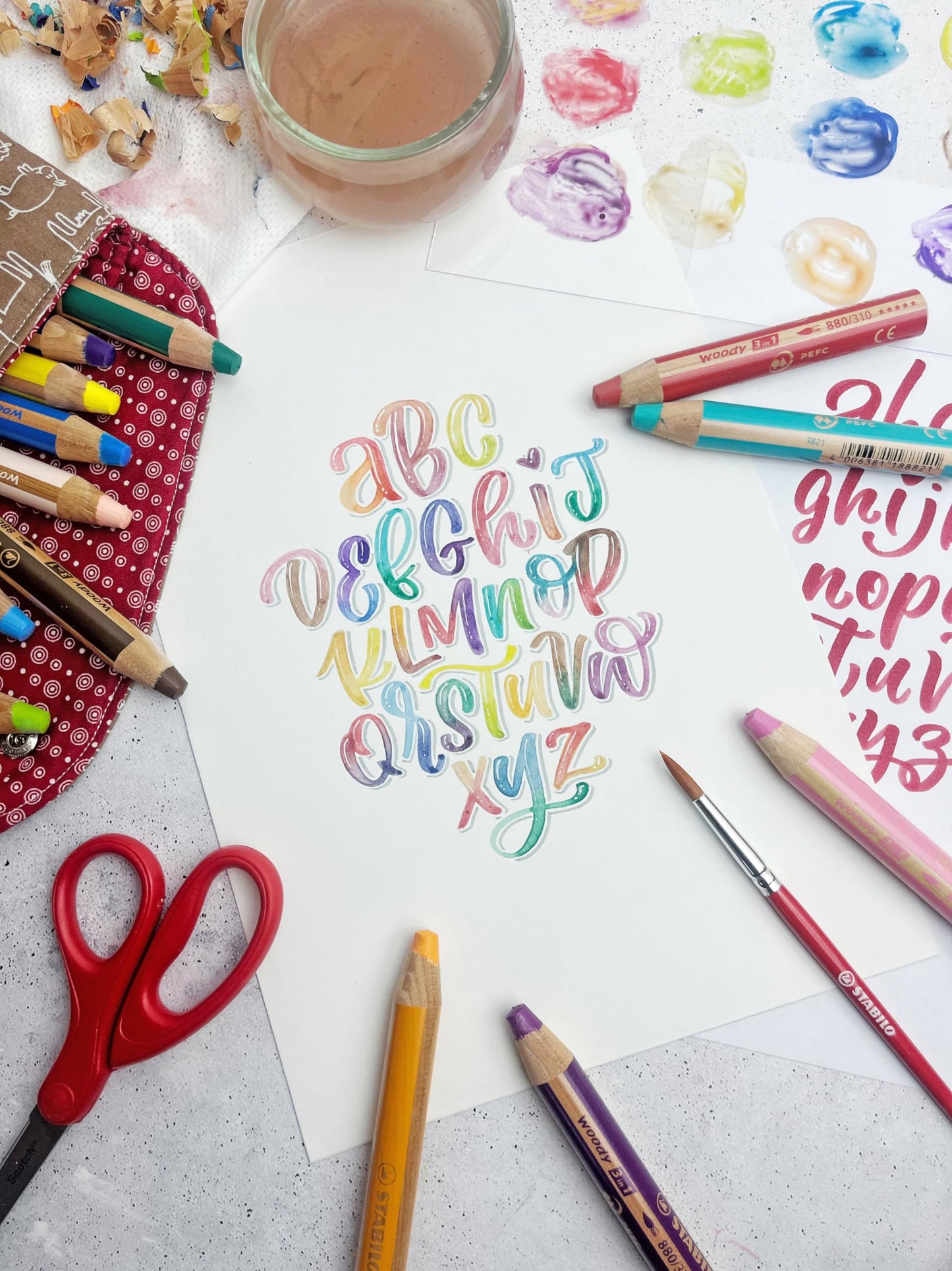 STABILO - Colored pencil, watercolor & wax crayon - woody 3 in 1 - ARTY - 18 pack with sharpener and brush - with 18 different colors