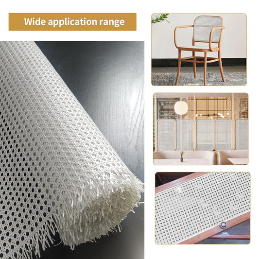 Viennese cane, PE rattan strapping, wide rattan weaving, waterproof honeycomb weaving, handmade rattan craft for DIY furniture decoration, chair weaving, furniture weaving (60 x 150cm, white)