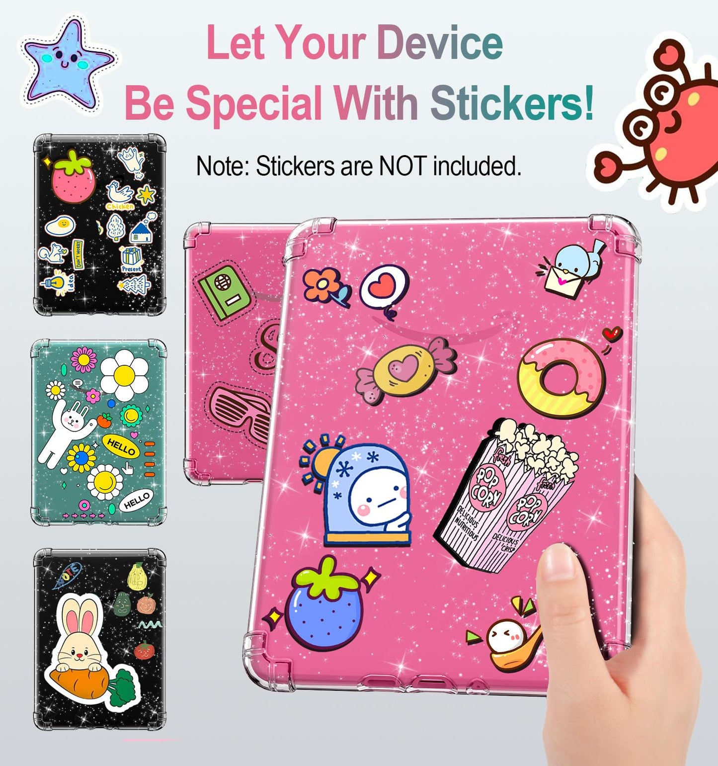 MoKo case for 7" Kindle Paperwhite(12th Gen) 2024 and Kindle Colorsoft Signature Edition (1st Gen), Ultra-thin Soft TPU Clear Back Case Transparent, Clear Glitter