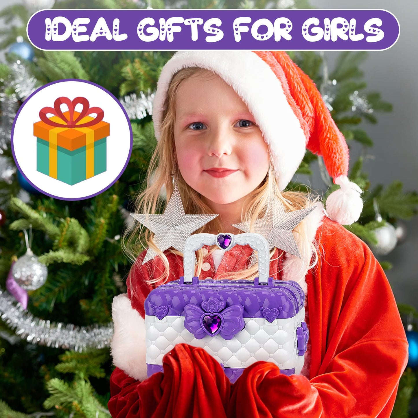 Kids Makeup Set for Girls, Pretend Play Makeup Kit for Girls, Washable Makeup Kit for Kids, Halloween Christmas Birthday Gifts for Kids Ages 4-11